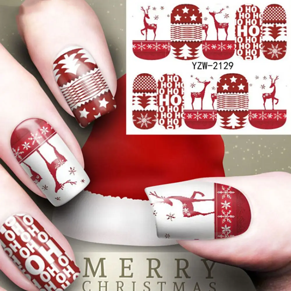 

Christmas 3D Nail Sticker Penguin Santa Deer TreeSliders Winter Ornaments Snowflake Transfer Decals Tattoo Manicure Nail Sticker