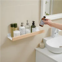 Bathroom Rack Wall-mounted Shower Room Toilet Nordic style Shelf Cosmetic Storage kitchen Multi-purpose Shelf Solid Wood 2