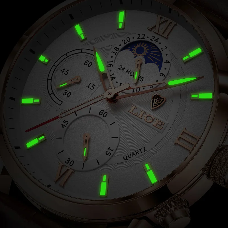 Men's Luxury Quartz Watch - Elegant Leather Strap, Sporty & Waterproof Design, Gift-Ready in Box