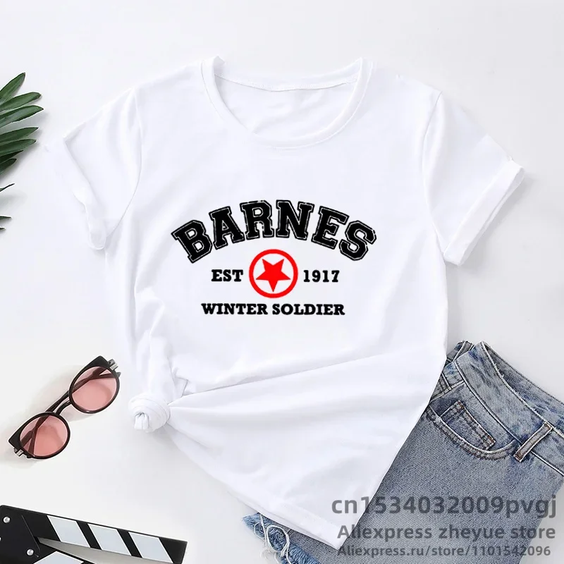 Barnes 1917 T Shirts Women Summer Vintage Winter Soldier Bucky Barnes Short Sleeve T-Shirt Women Short Sleeve Tee Shirts 2