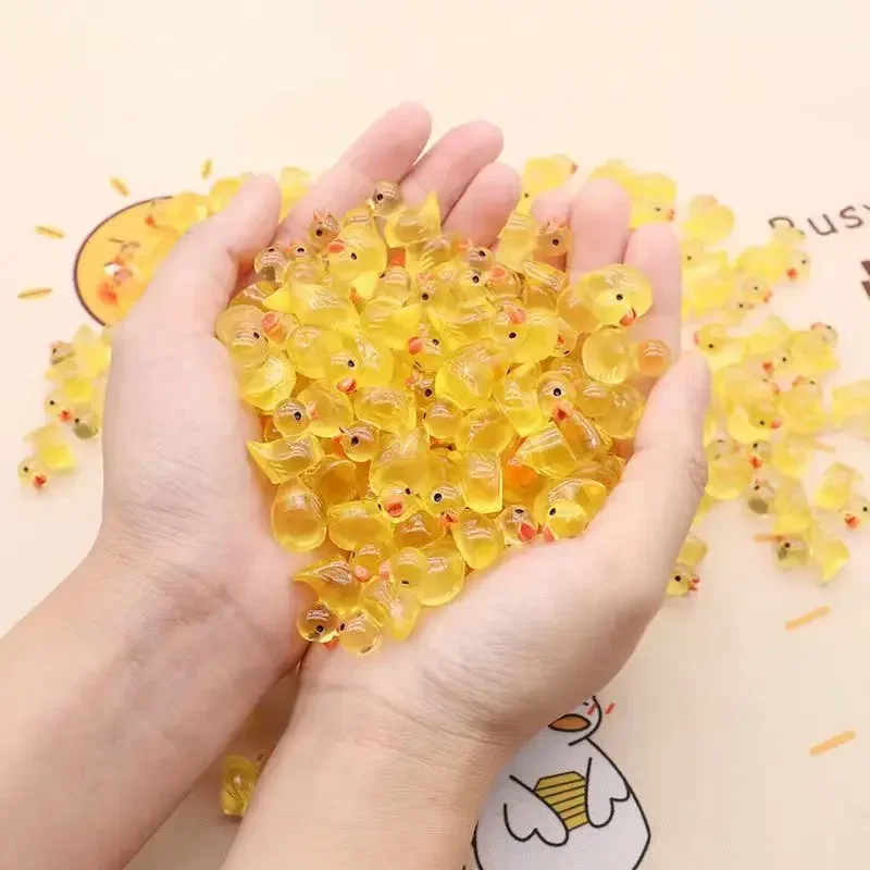 Miniature Duck Figurines 100/50Pcs Yellow Ducks Luminous Ornament For Fairy Garden Landscape Home Decor