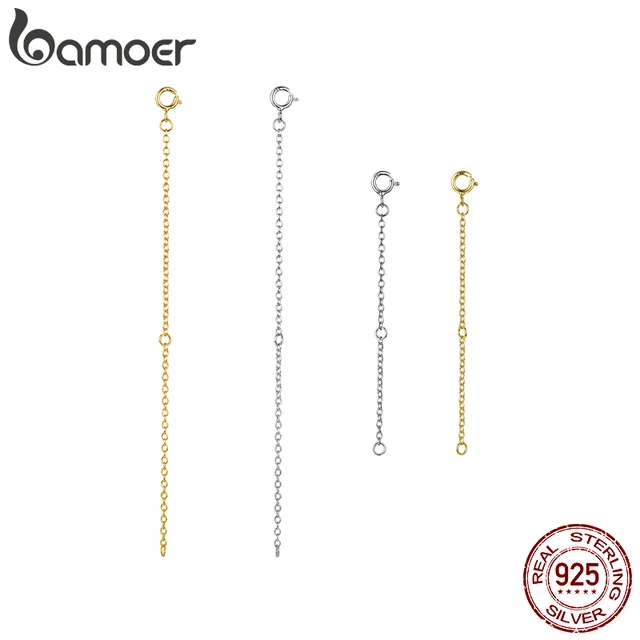 bamoer 14K Gold Plated 925 Sterling Silver Extended Chains with Lobster Clasps for DIY Necklace Extension Chain Jewelry Making 1