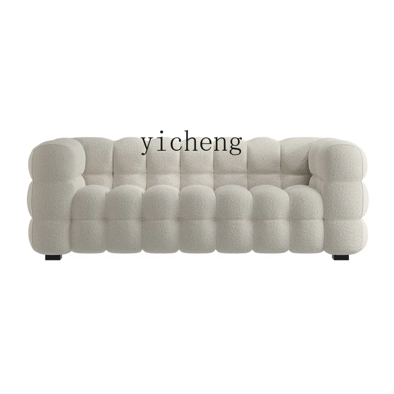 

ZK Modern Minimalist Nordic Small Apartment Living Room Fabric Craft Sofa Double Cream Cotton Candy Retro