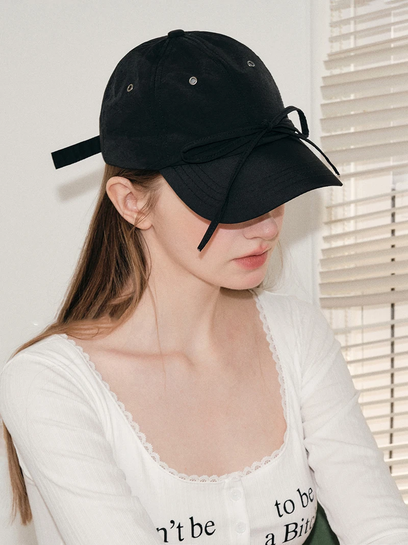 Luna&Dolphin Women Spring Summer Quick-drying Caps Bow Baseball Cap Pink White Students Sunscreen Hats UV Cut Casual Hats