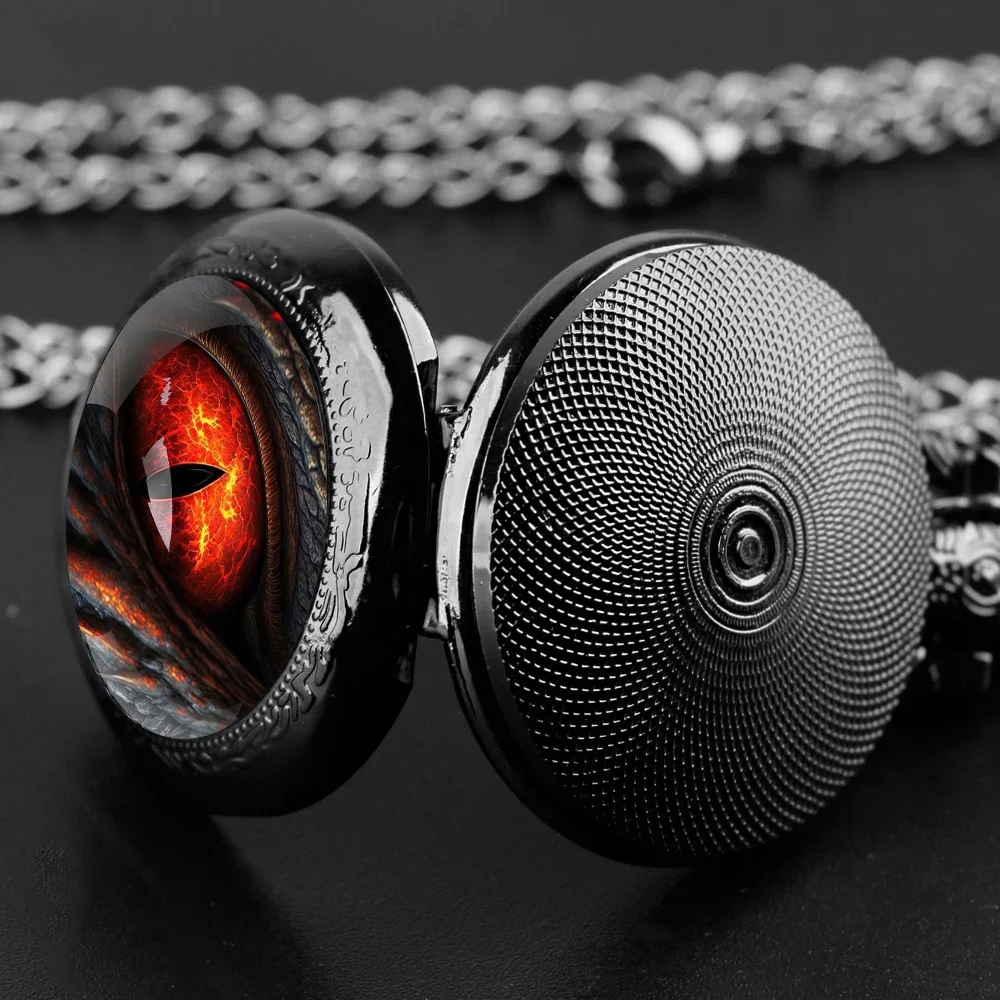 Exquisite Dragon Eye Glass Dome Quartz Pocket Watch Arabic Numeral Dial Vintage Men Women Necklace Pendant Creative Clock Gift