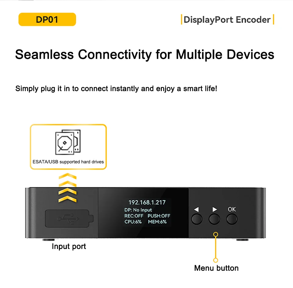 Link Pi DP01 DisplayPort Encoder NDI HD Video Decoder 4K P60 Input 1080P SRT RTM
