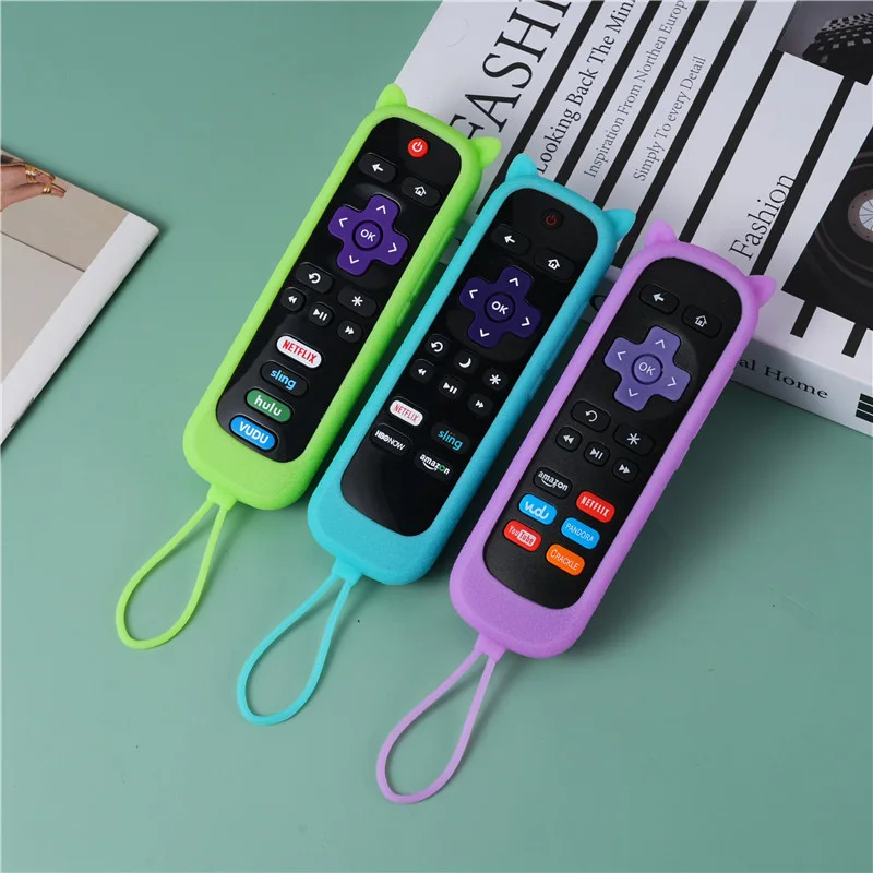 Glow In The Dark Silicone Universal Remote Control Cover Remote Case With Lanyard Compatible With TCL Hisense Roku TV Co silicone remote case silicone remote cover silicone remote sleeve remote controller cover silicone case protector