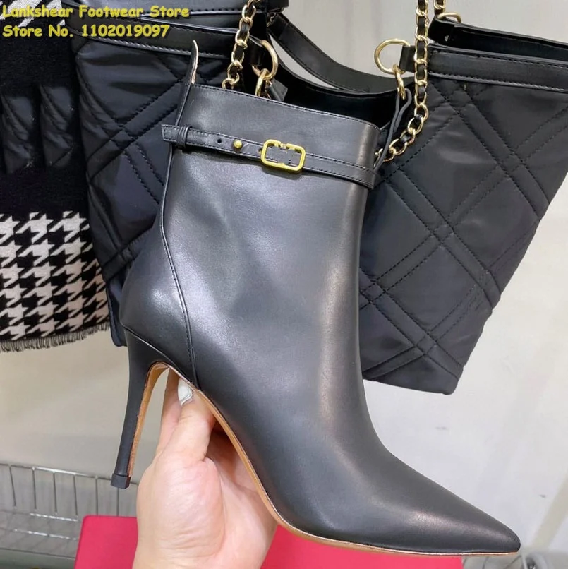 

2022 Women Pointed Toe Stiletto Ankle Boots Brown White Interior Zipper Vegan Leather Comfort Plus Size 34-43 Winter New Arrival