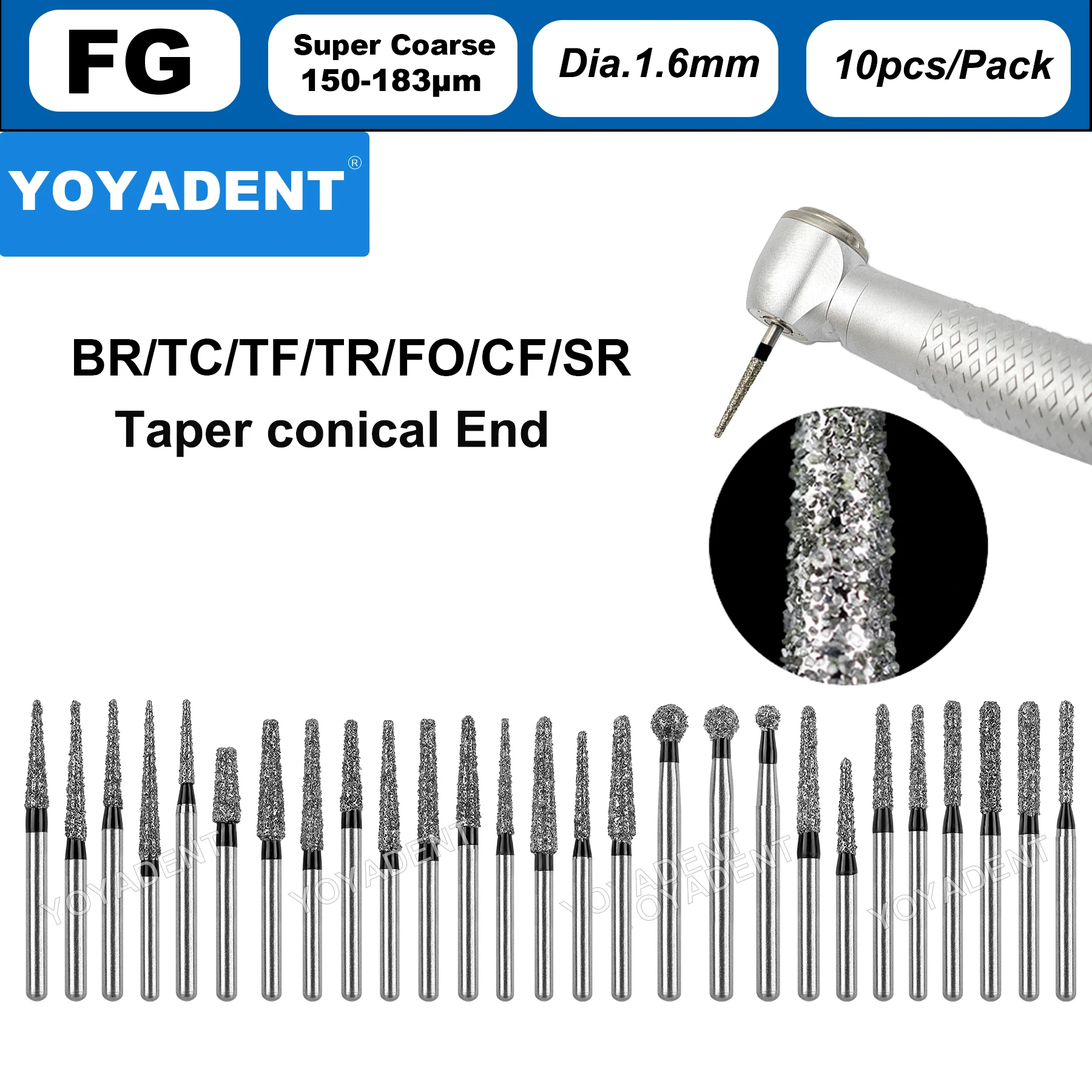 Dental Diamond Burs Dentistry Drills FG High Speed Turbines Bur Extra ...