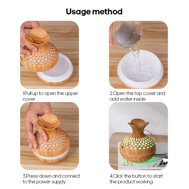 Wood Grain Humidifier 300ml USB Aroma Diffuser Atomizer USB Household Humidifier Hydrating Instrument Desktop Humidifier 5