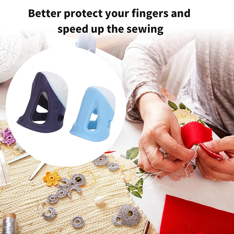 Sewing Thimbles Silicone Sewing Finger Tips Anti-slip Finger Cover Hollowed Protector Sleeve DIY Hand Cross-stitch Sewing Tools