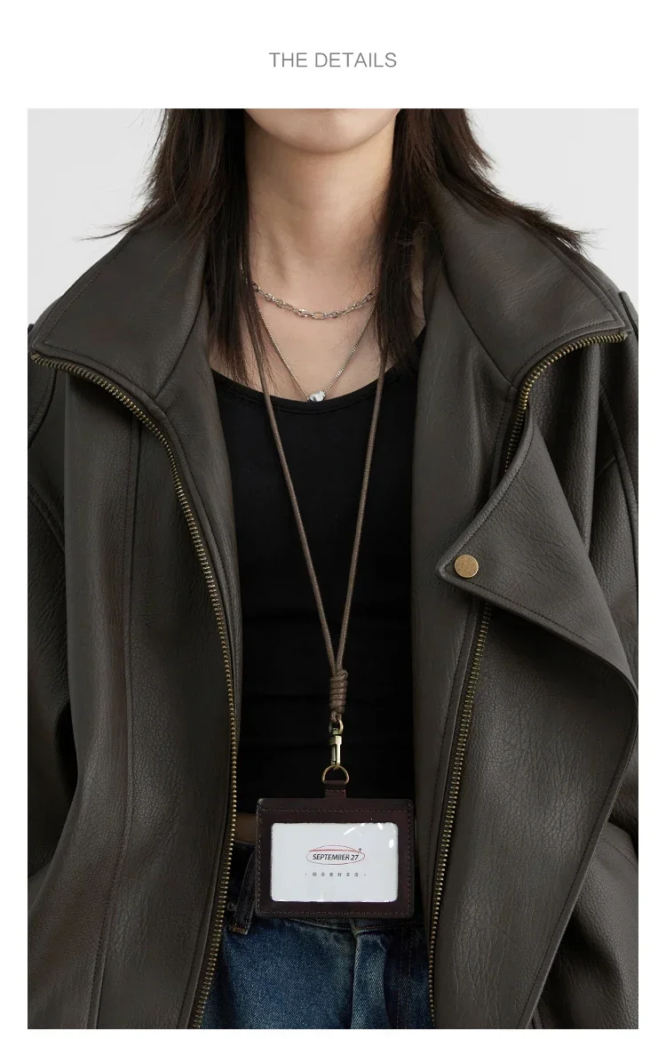 CHIC VEN Women PU Jacket New Loose Retro Motorcycle Faux Leather Quilted Coat Female Overcoat Thick Warm 2025 Spring Autumn Top