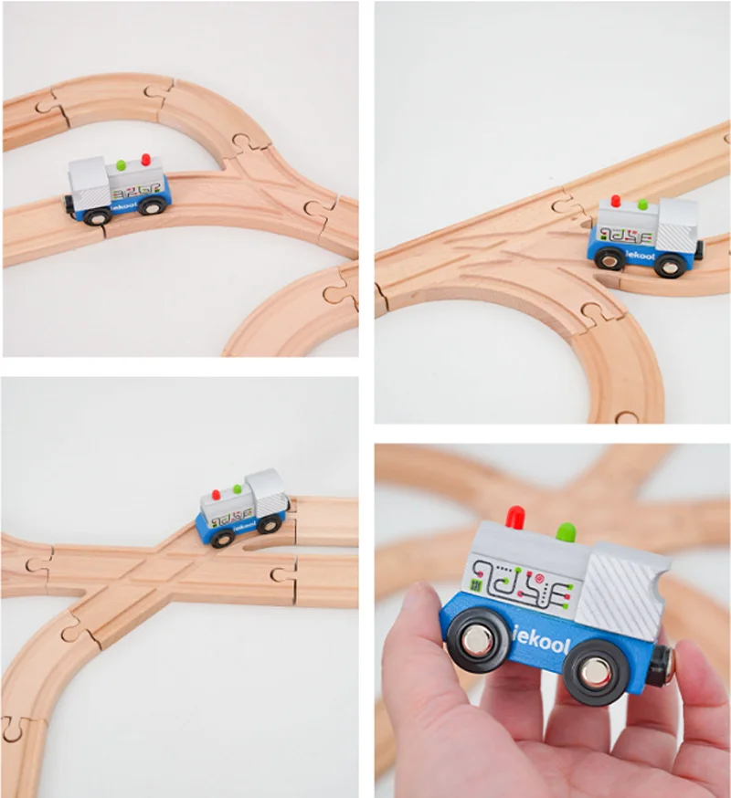 Neue hölzerne Eisenbahnschiene alle Arten Gabelschiene Bifurkation Buchenholzschiene Zubehör passend für Thomos hölzerne Eisenbahnschienen Spielzeug – Detail 4