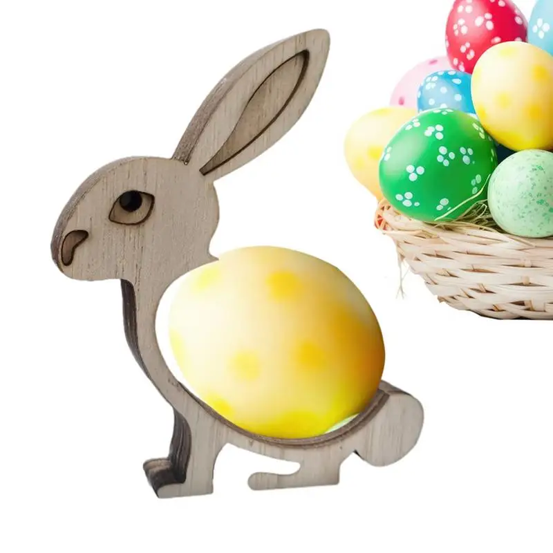 

Bunny Design Egg Holders Creative Easter Wooden Egg Storage Stand Egg Storage Box For Soft Hard Boiled Eggs Kitchen Storage