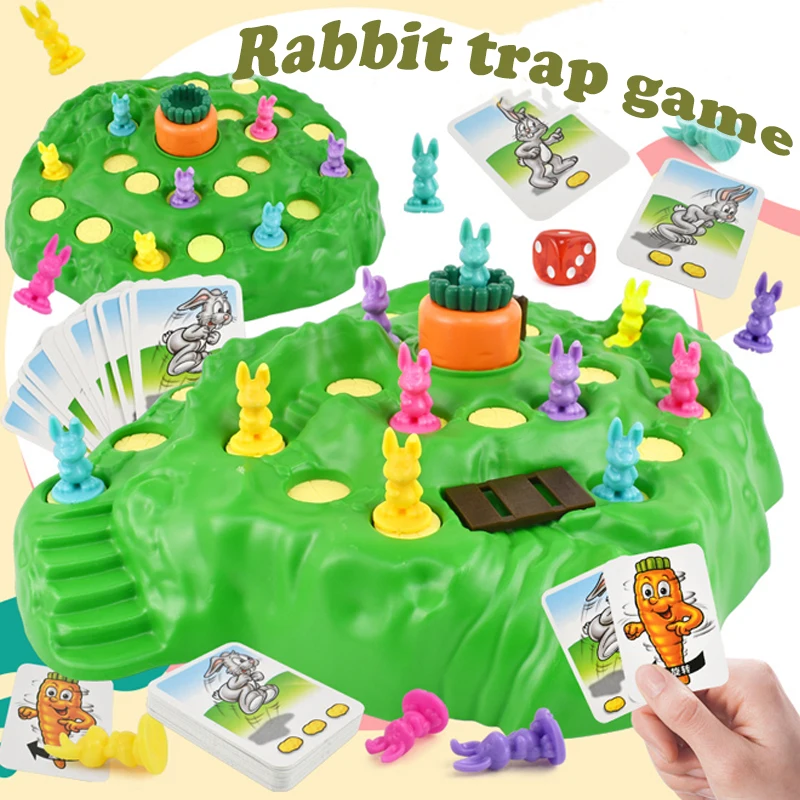 9Pcs Rabbit Trap Puzzle Toy Children's Dual Play Multiplayer Board Game Competition Parent Child Interactive Strategy Game