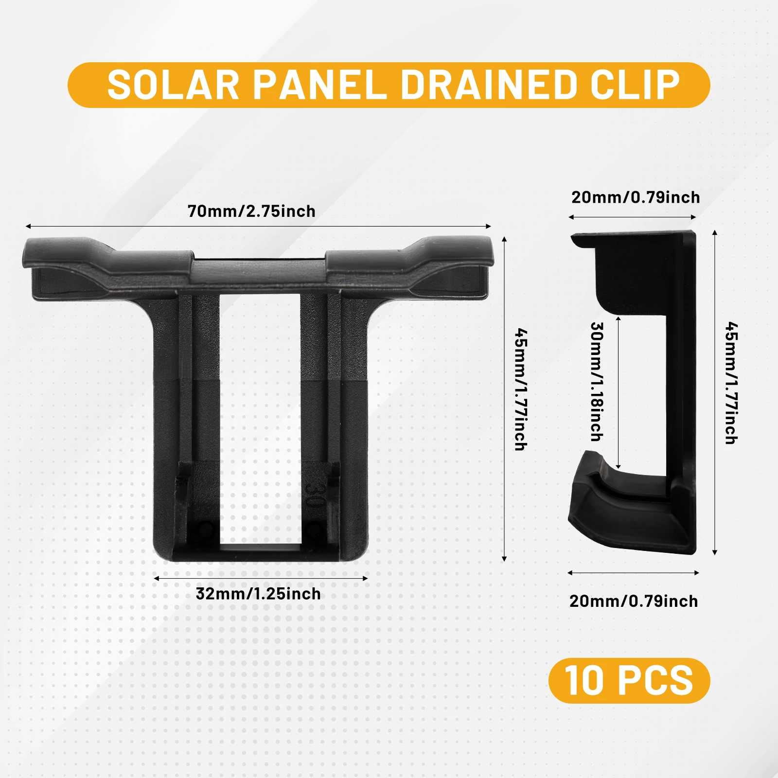 10pcs Solar Panel Water Drainage Clips ABS Roof Solar Photovoltaic Panel Water Drained Away Clip Guide & Mud Clamp Auto Remove