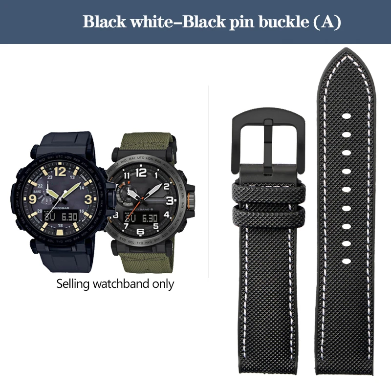 Durable Nylon Rubber Bottom Sports Watchband - 24mm Canvas Silicone Strap