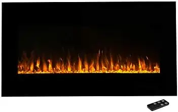 

-Mounted Fireplace \u2013 LED Fire Flames with Remote \u2013 Adjustable Flame Color, Brightness and Heat by (Black)