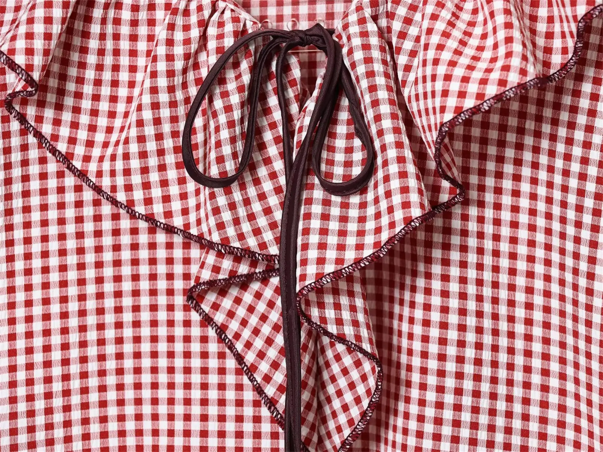 Plaid V-Neck Blouse Sfabf0ca6e159433d92dfa20c2eb830d19
