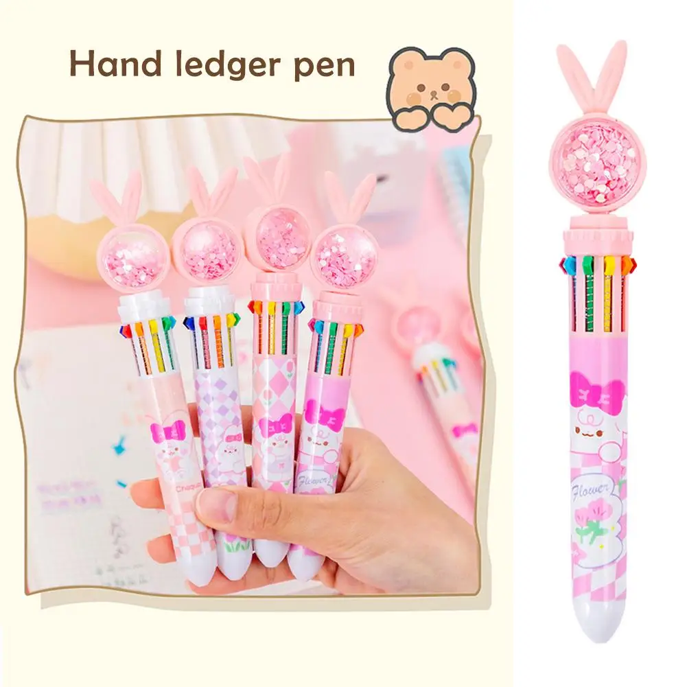 

Rabbit Ear Ten Color Ballpoint Pen Mechanical Gel Ink School Pens Supplies Gift Office Accessories Kids Prizes Writing Cute Z9L6