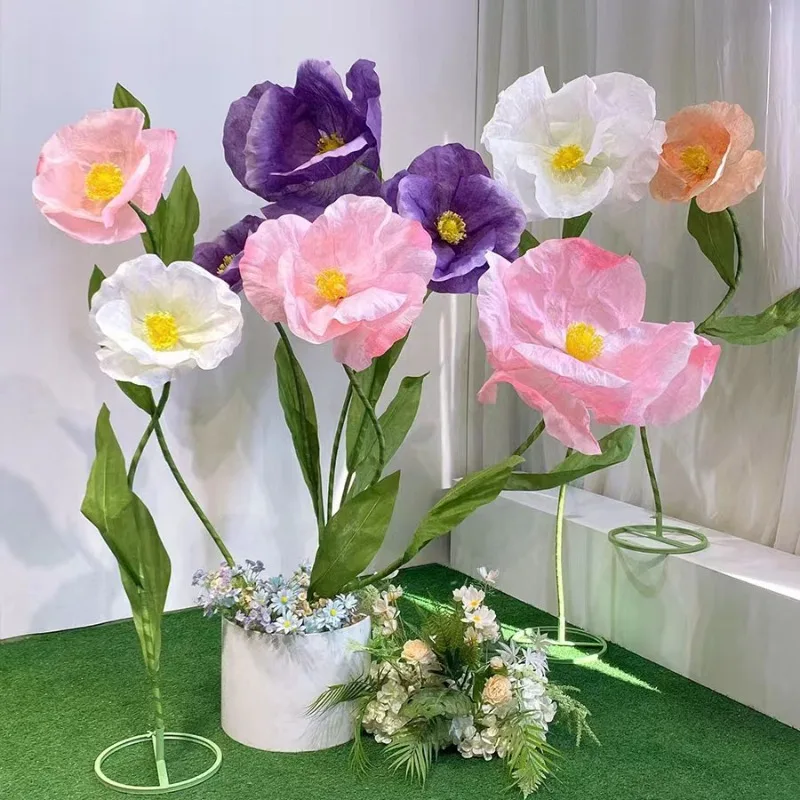 3Pcs/Set Wedding Decor Props Large Artificial Flowers Poppy Wedding ...