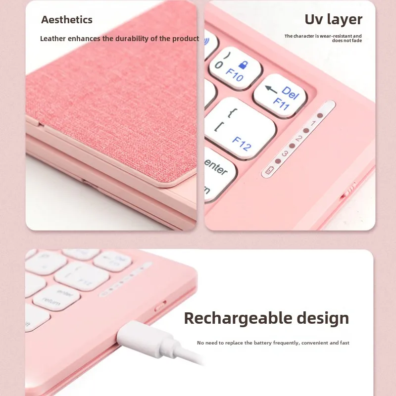 Beauty mirror wireless bluetooth folding keyboard suitable for ipad phablet mobile phone notebook universal portable small