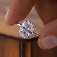925 Sterling Silver 1-8Ct Zircon Gorgeous Shiny Oval Stone Ring for Women Engagement Wedding Luxury High Quality Fine Jewelry - Image 4