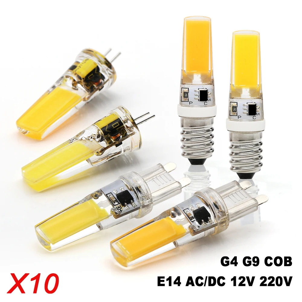 10개/묶음 LED COB 램프 G4 E14 E27 LED 전구 디밍 가능 미니 COB 램프 LED 조명 할로겐 스포트라이트 샹..