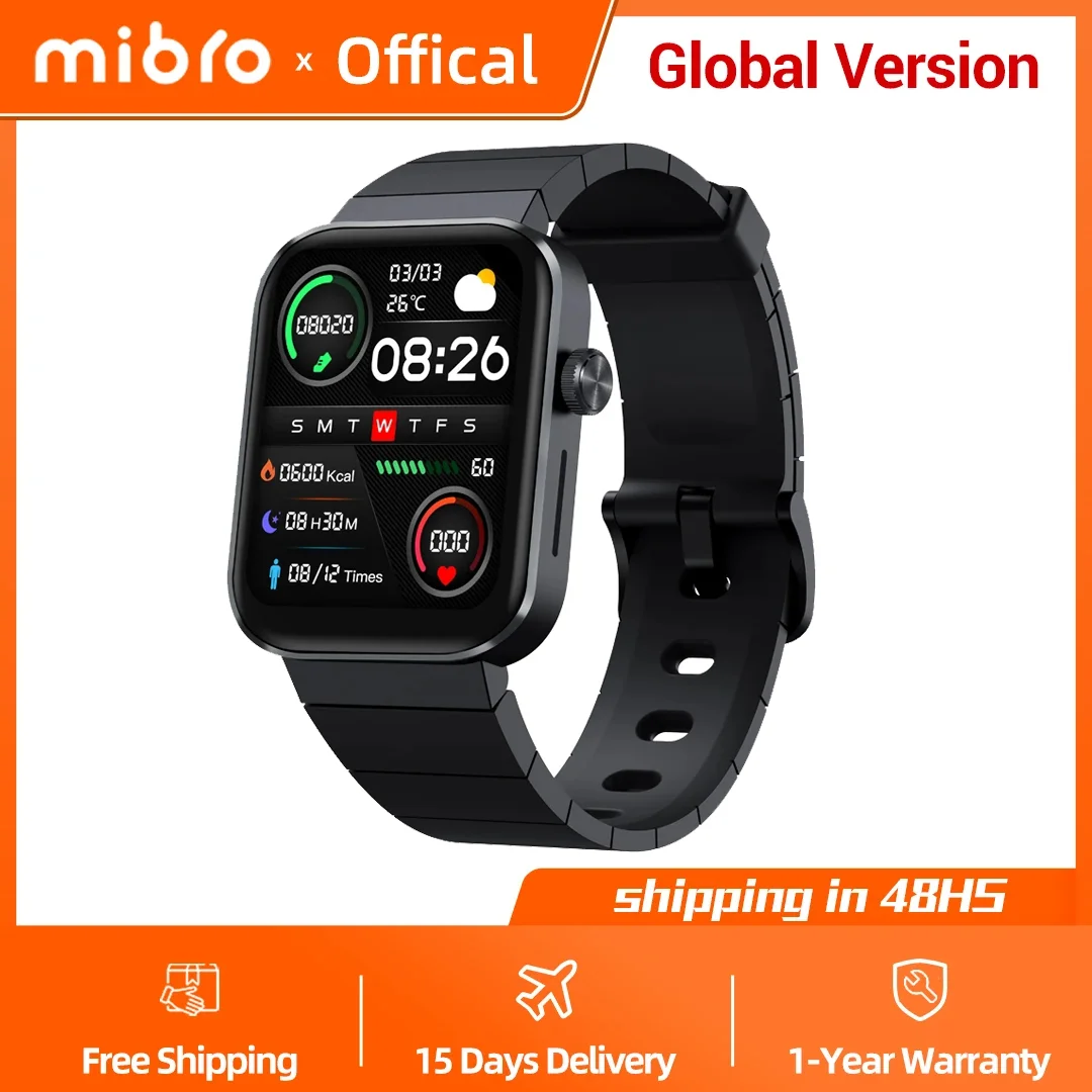 

Mibro T1 Smartwatch Global Version Bluetooth Calling 1.6Inch AMOLED HD Screen Sport 2ATM Waterproof Men Women Smart Watch