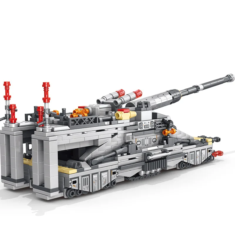 Military MOC 853pcs Schwerer Gustav Model Heavy Gustav Cannon Gun