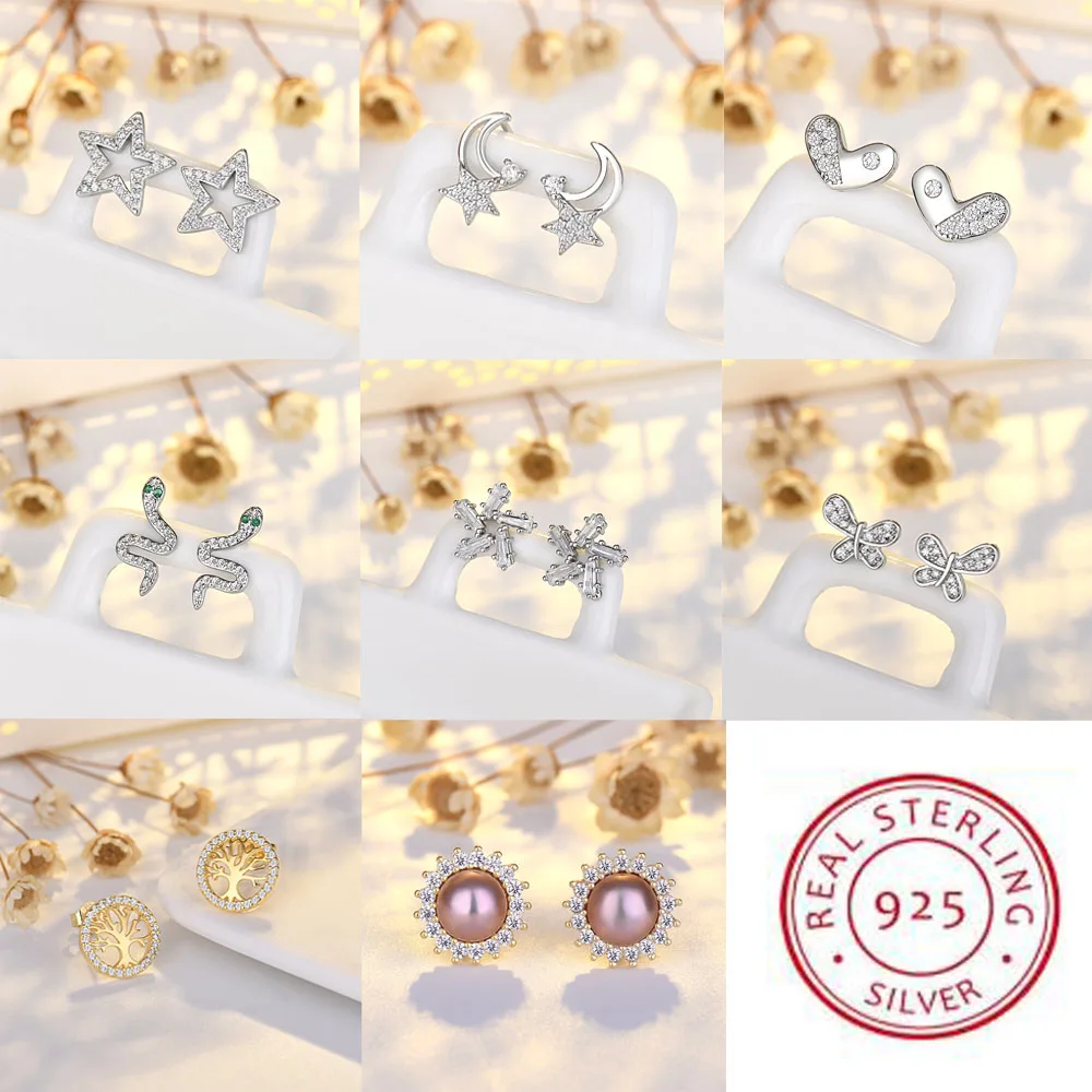 Stud Earrings Gray Alloy With Zircon Pearls For Elegant Chic Everyday Wear For Women main image 1