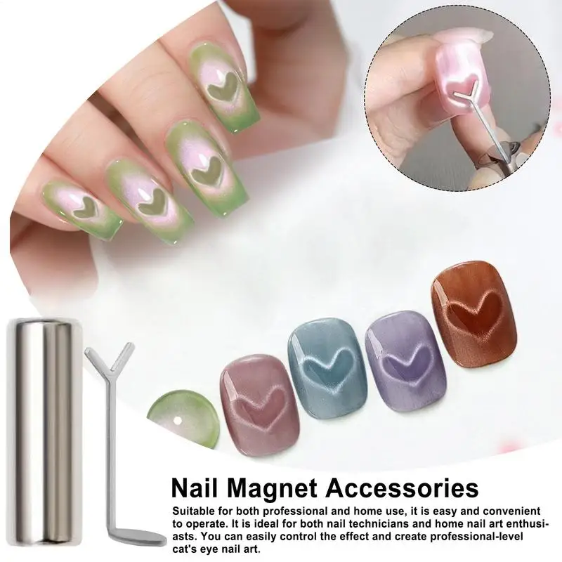 Heart Magnet For CatEye Gel Polish Heart CatEye Magnet For Nails DIY Manicure Kit With Y-Shaped Guide Sticks Manicure Tools