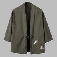Crane Embroidery Haori Kimono Harajuku Japanese Style Plus Size Men Samurai Costume Yukata Asian Clothes Cardigan Women Jacket