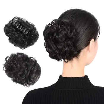 Chignon sintetico a coda di cavallo con clip, extension per capelli ondulati e ricci, elastico per capelli da donna