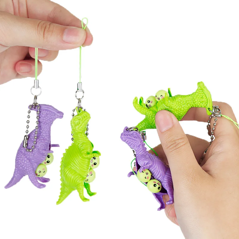 

Kawaii Squeeze Dinosaur Pea Squishy Kids Fidget Keychain Decompression Sensory Toys for Autism Adults Anti Stress Relief Gifts