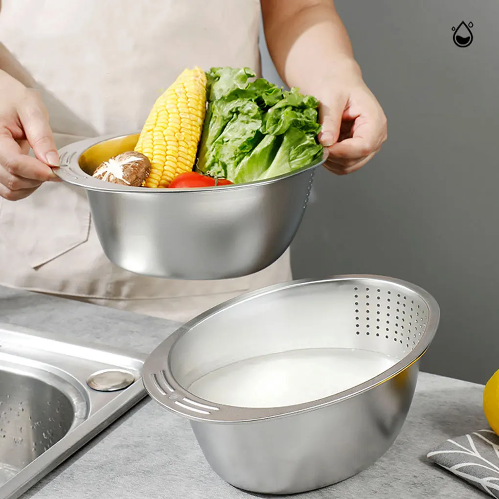 

Stainless Steel Large Capacity Vegetable Rice Washer Strainer For Convenient Cleaning Food Grade