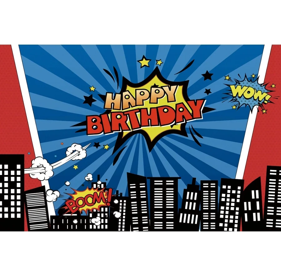Super Hero Superhero City Children Baby Boys Birthday Party Photo Background Cake Table Decoration Banner Photography Backdrop