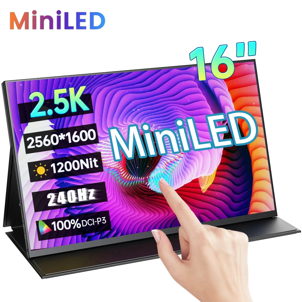 16インチ 2.5K 240Hz MiniLED ポータブルモニター 2560x1600P 1200nit