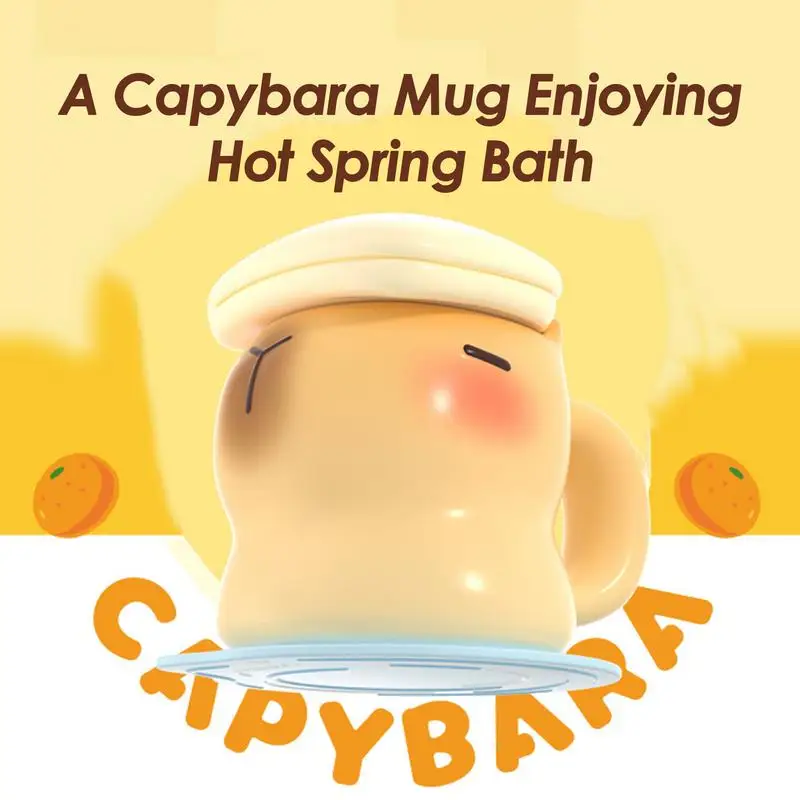 

Capybara Mug 400ml Cute Ceramic Drinking Cup With Coaster & Lid Bathing Capybara Animal Mug Table Decorations Accessories
