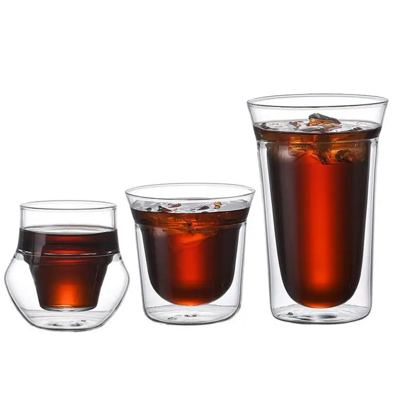 

Double Wall Glass Coffee Mugs Transparent Tea Drink Cups Insulated Shot Glass Heat Resistant Double Wall Milk Cup Drinkware Item