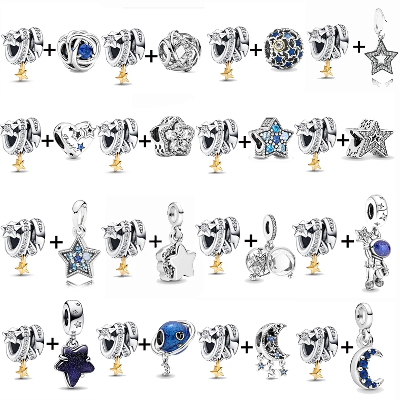 

2Pcs/Lot 44 Styles Star Has Its Own Genus & Starry Moon Bead Pendant Fit Charm Bracelet For Women Jewelry Gift Making