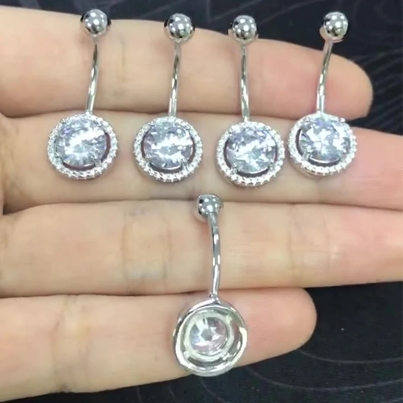 

316L Stainless Steel Piercing Belly Button Rings Zircon Inlaid Navel Studs Fashion Women Ombligo Nombril Nails Sexy Body Jewelry