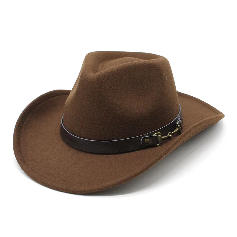 

Western Cowboy Hat Woolen Felt Shaping Cowboy Hat Boys And Girls Brim Hat Outdoor Travel Horse Riding Hat