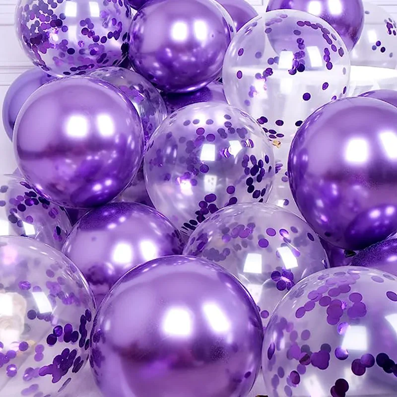 

10pcs 12inch Confetti Balloons Chrome Mixed Color Balloon Children's Festival Birthday Party Wedding Anniversary Decoration