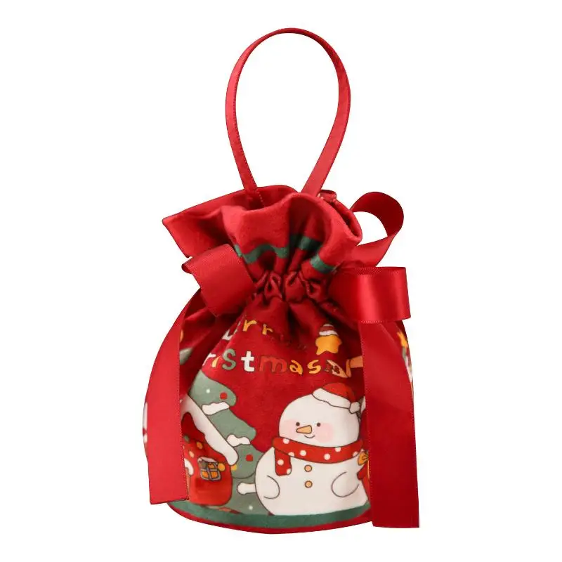 Festive Hand-Carry Canvas Bag; Christmas Eve Gift Bag; Candy Apple Packaging Tote