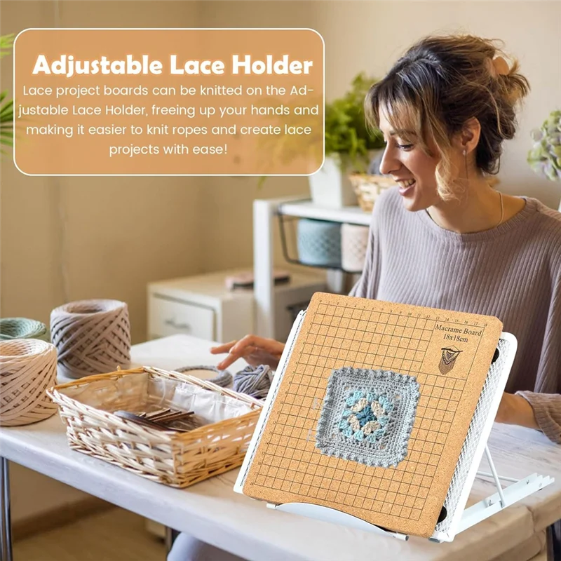 Durable 7X7 Inches Macrame Board Set Macrame Board And Metal Adjustable Holder For Braiding Cording Bracele