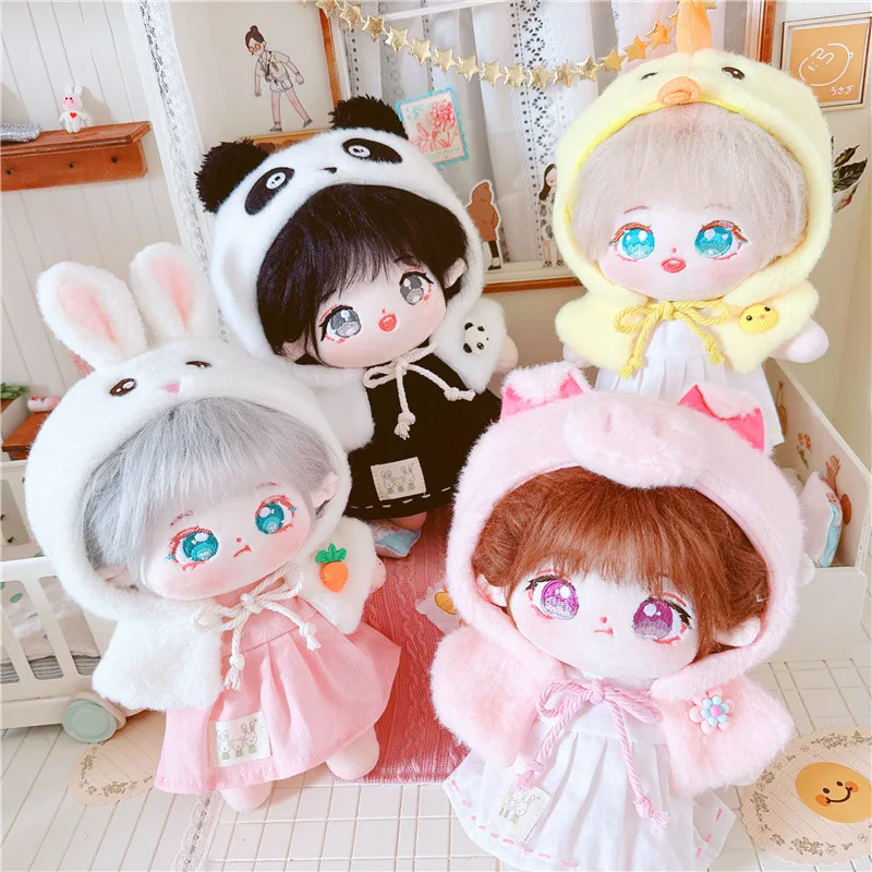 Doll Clothes for 20cm Fluffy Animals Bunny Panda Suit Cute DIY Clothes Accessory for Idol Dolls for Kid Fans Girls Birthday Gift