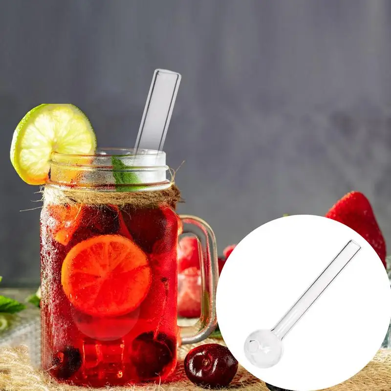 

Clear Reusable Straws Dishwasher Safe, Sustainable Alternatives, Beverage Straws Round-Headed Glass Tube Straw For Tea Cocktail