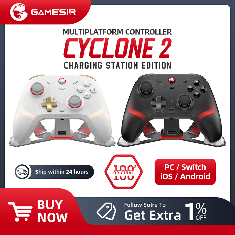 New Gamesir Cyclone 2 Wireless Controller with  Hall effect Controller for PC Steam Switch ios Andrioid Optional base