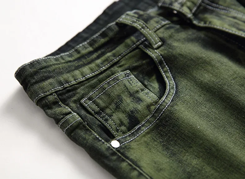 Jeans Denim Men New Green Stretch Plus Size Casual Straight Fashion Brand Classic High Quality Pants 3